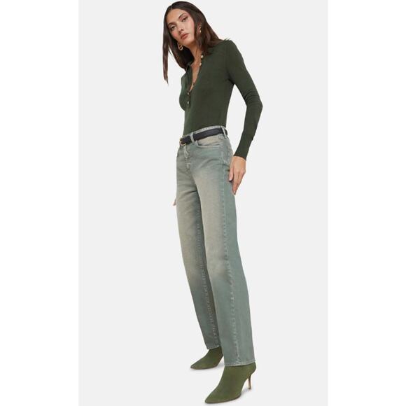 L'AGENCE Jones Ultra High Rise Stovepipe Jeans Jade Green Womens Size 25 NWT - Picture 2 of 8